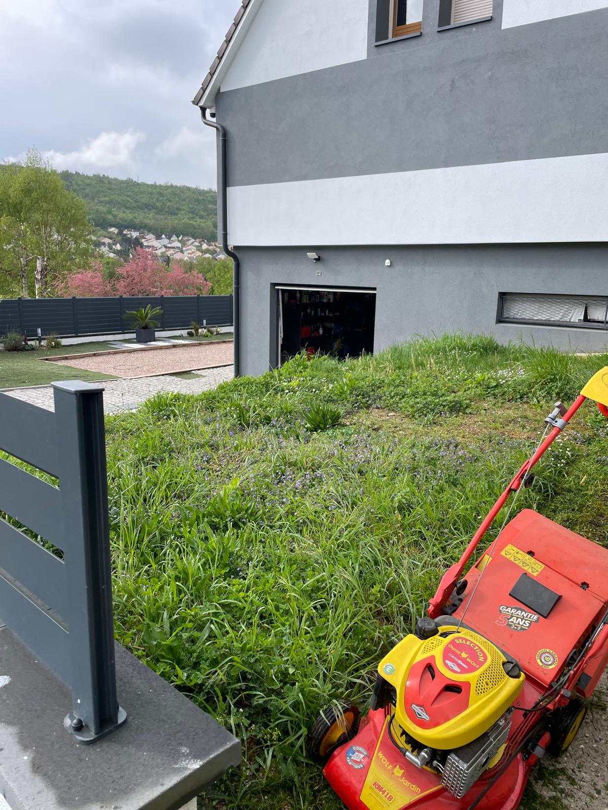Terrain en pente difficile à entretenir avant travaux